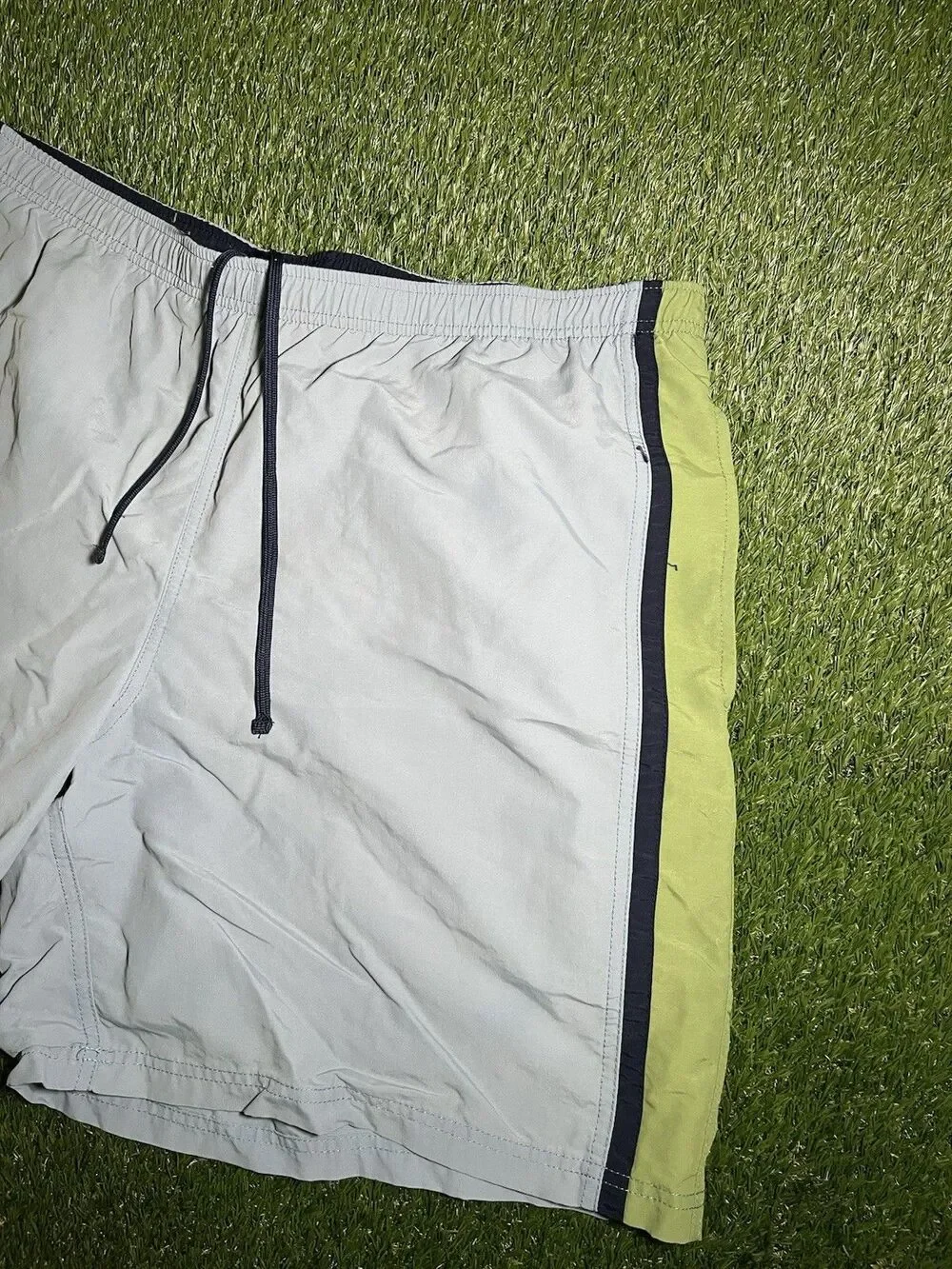 L.L. Bean Swim Trunks Colorblock Light Blue Green Men's XXL Drawstring Lined